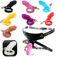 Silicone CB6000S CB6000 Male Strap On Chastity Cage with 5 Base Rings Wearable Pants Cock Cage Bondage Belts Toys for Man G7-27