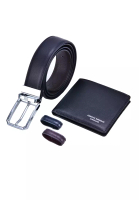 Charles Berkeley Nappa Leather Bifold Wallet &amp; Silver Buckle Leather Belt Combo Gift Set