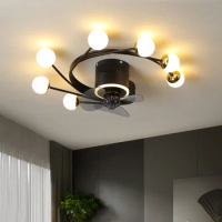 Nordic Art Chandelier Ceiling Fan 5/7 Head Bedroom Ceiling Fan Lamp Ceiling Fans with Lights Decorative Led 220V 110V