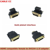 HDMI-compatible female to Bidirectional DVI D 24+5/24+1 male UP Down elbow Cable Connector Converter for Projector HDMI to DVI
