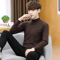 Men's Knitted Sweater Spring Thin Base Knitwear Slim Fit Half Turtleneck Korean Style Inner Wear Sty