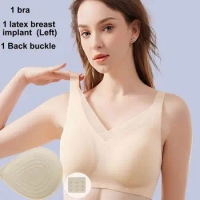 Women's daily pocket mastectomy bra lightweight latex breast pad set