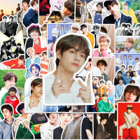 สติ๊กเกอร์ BTS 50 ชิ้น DIY กันน้ำ สติ๊กเกอร์ ตกแต่งเคสโทรศัพท์ เคสเดินทาง สติ๊กเกอร์ จองกุก และ V