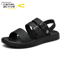 Camel Active 2021 Men's Sandals Fashion Summer Outdoor Beach Slide Sandals Leather Shoes Luxury Brand Breathable Casual Shoes