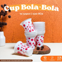 [50PCS] Gelas Plastik Bola-Bola Polkadot Merah 200ml - Ideal untuk Segala Jenis Minuman - Cup