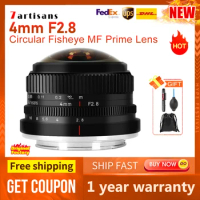 7artisans 4mm F2.8 Circular Fisheye MF Prime Lens For Sony E Fujifx Micro 4/3 Canon EOS-M Mount Cameras