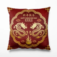 Sarung Bantal Naga 2024 Sarung Sofa Merah Souvenir Imlek Dragon Grosir - NAGA NO 11