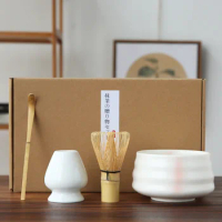 Japanese Style Matcha 4pcs Teaware Set Teazen Tea Cup Bottle Portable Ceremony Case Original Ceramics Kit Matcha Accessories