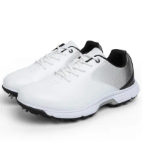 New Men's Golf Shoes Waterproof Non-slip Sports Shoes Rotary Buckle Outdoor Golf Training Men's Shoes Breathable Golf Sneakers