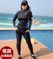 泳衣來福，G396泳衣魚芷五件式有加大泳衣長袖游泳衣泳裝2-5L正品，1400元