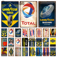 [ Mike86 ] TOTAL GOODYEAR TIRE Motor Oil Tin Sign Retro Posters Iron Painting Gift art decor Pub LTA-3194 20*30 CM