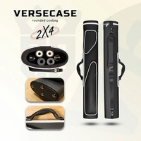 VerseCase Tas Stick Billiard 2x4 Leather Cue Case Billiard 2 Butt 4 Shaft Hard Case 6 lubang Sekat B
