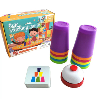 Stacking Cup Toy Montessori Board Game Children Color Learning Mainan Montessori Mainan Kanak Kanak