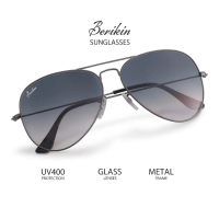 Berikin Classic Aviator Style Gradient Glass Lenses Metal Frame Sunglasses For Men Women 100% UV400 
