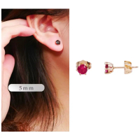 ANTING GIWANG TITANIUM PERMATA MERAH ANTI KARAT Wanita Dewasa Elegan Earrings
