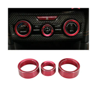 3Pcs Air AC Knob Control Volume Red Cover Rings Trim for Subaru XV Forester 2018-2023 Car Center Console Knob Ring Kits
