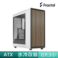 【Fractal Design】North Chalk White TG Clear 電腦側側透機殼-橡木/白