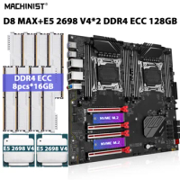MACHINIST X99 D8 MAX Motherboard Set LGA 2011-3 Kit Xeon E5 2698 V4 Dual Processor CPU 128GB=8pcs*16GB ECC DDR4 Memory RAM SSD