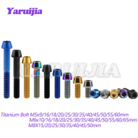 Yaruijia Titanium Bolt M5/M6/M8x9/10/15/16/18/20/25/30/35/40/45~ 65mm Allen Key Taper Head Bolt Screw for Bicycle Headset Brake