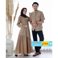 Baju CP GAMIS DENIM FTCouple ghamis Pria Dan Wanita Katun Biru/Coklat - Coklat Kekinian