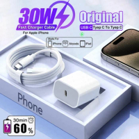 For APPLE Original Quick 30W Type C Charger For iPhone 15 14 13 12 11 Pro Max X XS XR 8 Plus Magsafe Fast Charging iPhone Cable