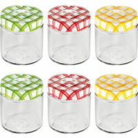 《TESCOMA》格紋玻璃密封罐6入(200ml) | 保鮮罐 咖啡罐 收納罐 零食罐 儲物罐