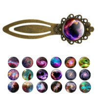 1 Pcs Charming Nebula Metal Bookmarks Galaxy Space Crystal Space Universe Milky Way DIY Decoration Book Marks Gift