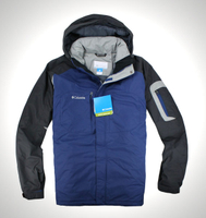 美國百分百【全新真品】Columbia 哥倫比亞 男 藍灰黑 連帽外套 夾克 抗寒 防潑水 免運 XL號