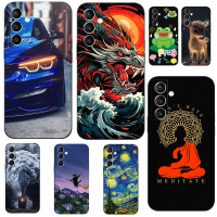 เคส Samsung Galaxy M14 5G ฝาหลังโทรศัพท์ ซิลิโคนนิ่ม ป้องกัน เคส TPU สีดำ แมว น่ารัก ตลก สาวพระอาทิต