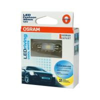 【Osram 歐司朗】LED 雙尖36mm / 2入 汽車室內燈泡 6000K(公司貨)
