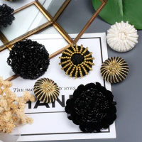 1pcs Fashion Round Weaving Thread Millet Bead Buttons DIY Coat Bead Buckle Gold Thread Bag Clothing Decoration Buttons