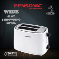 PENSONIC Bread Toaster 2 Slide Electric PT-928 30mm WIDE Slots Crumb Tray 6 browning level Pembakar