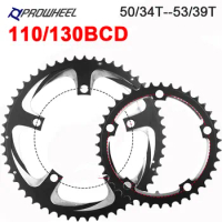 Prowheel Road Bike Chainring 110BCD 130 BCD Bicycle Sprocket 8 9 10 11 Speed Crown 34T 39T 50T 53T Stars 11V BMX Chainwheel