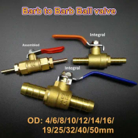 Red Handle Valve 4/6/8/10/12/14/16/19/25/32/40mm Hose Barb Inline Brass Water Oil Air Gas Fuel Line Ball Valve Pipe Fittings