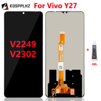 6.64" For Vivo Y27 4G LCD Display Screen Replacement For Vivo Y27 5G LCD Front Touch Screen ViVO V2249 V2302 + Glue