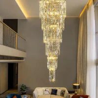 Modern Luxury Crystal LED Living Room Ceiling Chandelier lighting Staircase large fixtures Home decorative Hanging lights