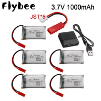 JST Plug 3.7V 1000mAh Lipo Battery + Charger for X400 X500 X800 HD1315 HJ818 HJ819 X25 RC Quadcopter Drone Spare Part