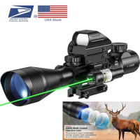 USA Send Riflescope Combo 4-12x50EG Dual Illuminated Optics Laser Sight 4 Holographic Reticle Red Green Dot Sight 20mm Scope Mou