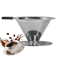 Stainless Steel Pour Over Coffee Dripper Reusable Filter Easy Clean Paperless Pour Over Coffee Maker Filter Cone Dripper