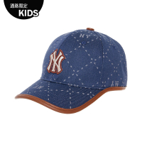 【MLB】童裝 可調式牛仔丹寧棒球帽 童帽 MONOGRAM系列 紐約洋基隊(7ACPMD43N-50NYS)