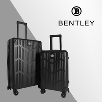 BENTLEY 26吋+20吋 PC+ABS 輕量家徽行李箱 二件組-暗夜黑