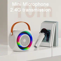 Karaoke Microphone Speaker Kit Portable Karaoke Speaker with 2 Microphones Rgb Lights Hifi Sound Bluetooth-compatible for Home