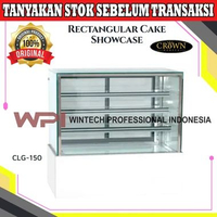 Crown Horeca CLG-150 Square Cake Showcase White Marble 3 Shelves Kue 150 CM - Cake Showcase Kotak Ka