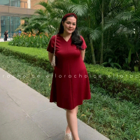 Dress aulia scuba Terbaru Polos Baju Wanita Panjang Casual Gaun Navy