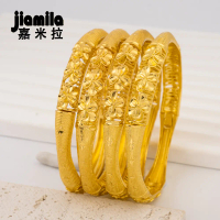 Vòng Tay Mở Đồng, Jamila, Phong Cách Trung Đông, Mạ Vàng 24K, Vòng Tay Thời Trang Nữ, Phong Cách Châ