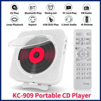 KC-909 Portable CD Player With Bluetooth Remote Control Walkman Stereo FM Radio HiFi Music Built-in Speaker Discman Lecteur CD