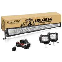 7D 22- 52in 270W-675W Off Road LED Light Bar with 2x36W Work Light Wire Kit 12V 24V Led Bar for Car Jeep Truck 4x4 ATV Boat