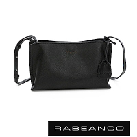 RABEANCO DAE真牛皮流線壓紋斜背小方包 黑色9折
