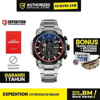 Jam Tangan Pria Analog Expedition EX 6841 MCB Stainless Steel Silver Red