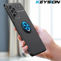 KEYSION Shockproof Case for Samsung A73 A53 A33 5G Soft Silicone Metal Ring Stand Phone Back Cover for Samsung Galaxy A73 A53 5G